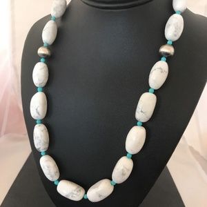 Navajo Sterling Silver White Howlite Turquoise B